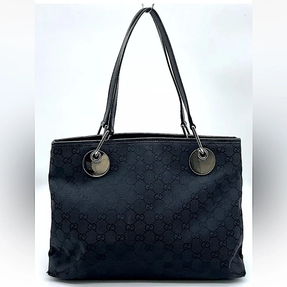 Gucci eclipse black canvas tote bag